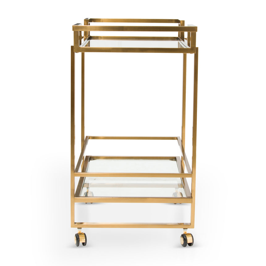 Lurjan 2 Shelve Glass Bar Cart - Brushed Gold - Notbrand