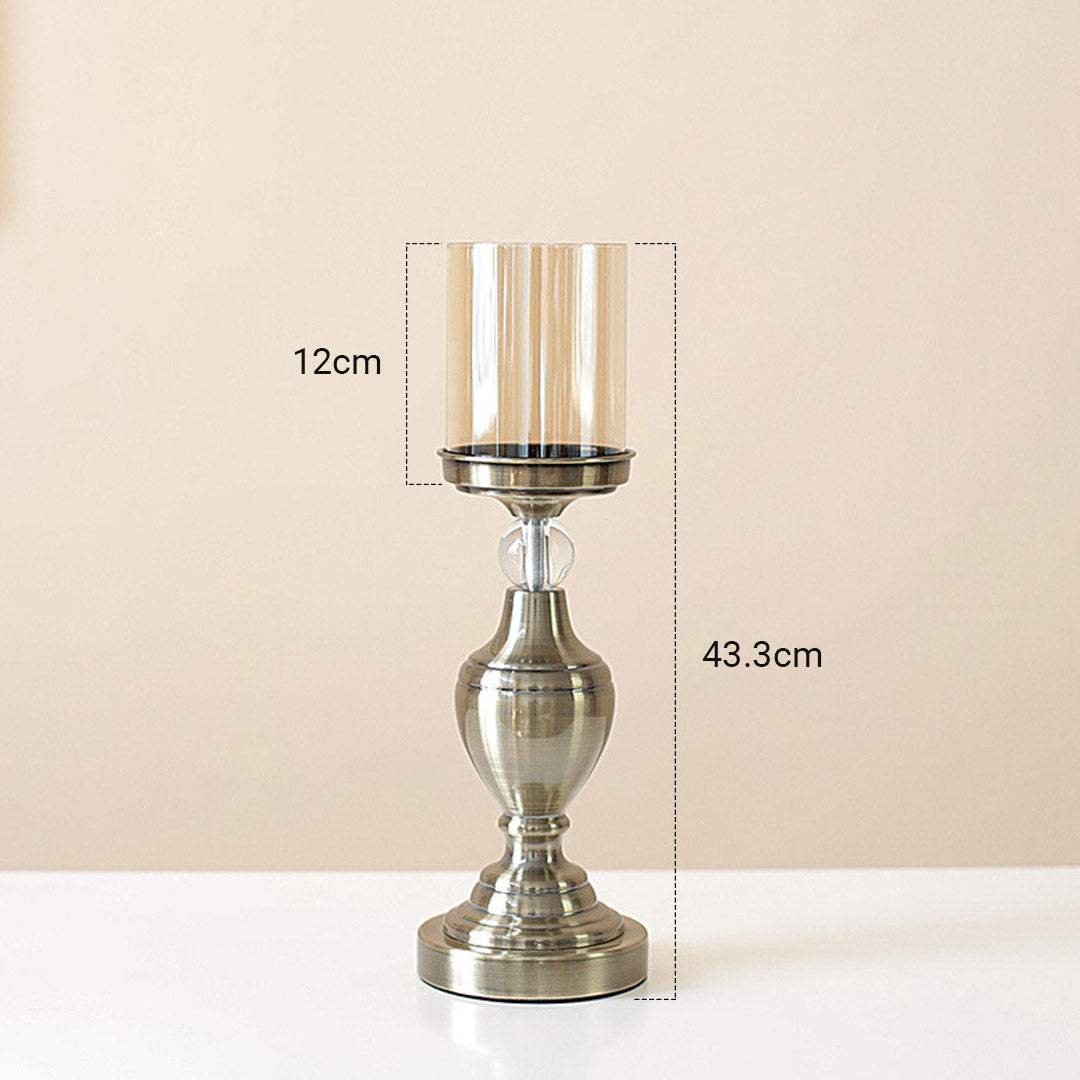 Glass and Iron Candle Holder - 43.3cm - Notbrand