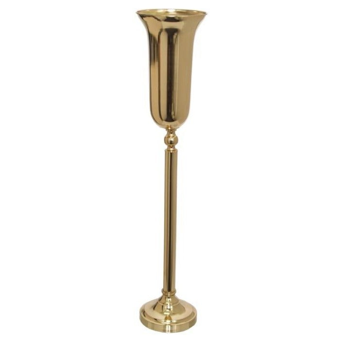 Gold Tall Metal Vase - Large - Notbrand