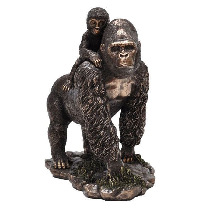 Gorilla - Parent And Cub Bronze Figurine - Notbrand