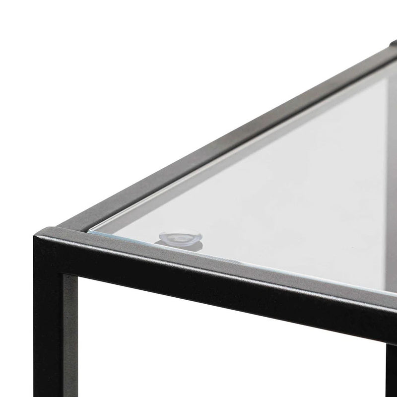 Purpurea Grey Glass Small Shelving Unit - Black Frame - Notbrand