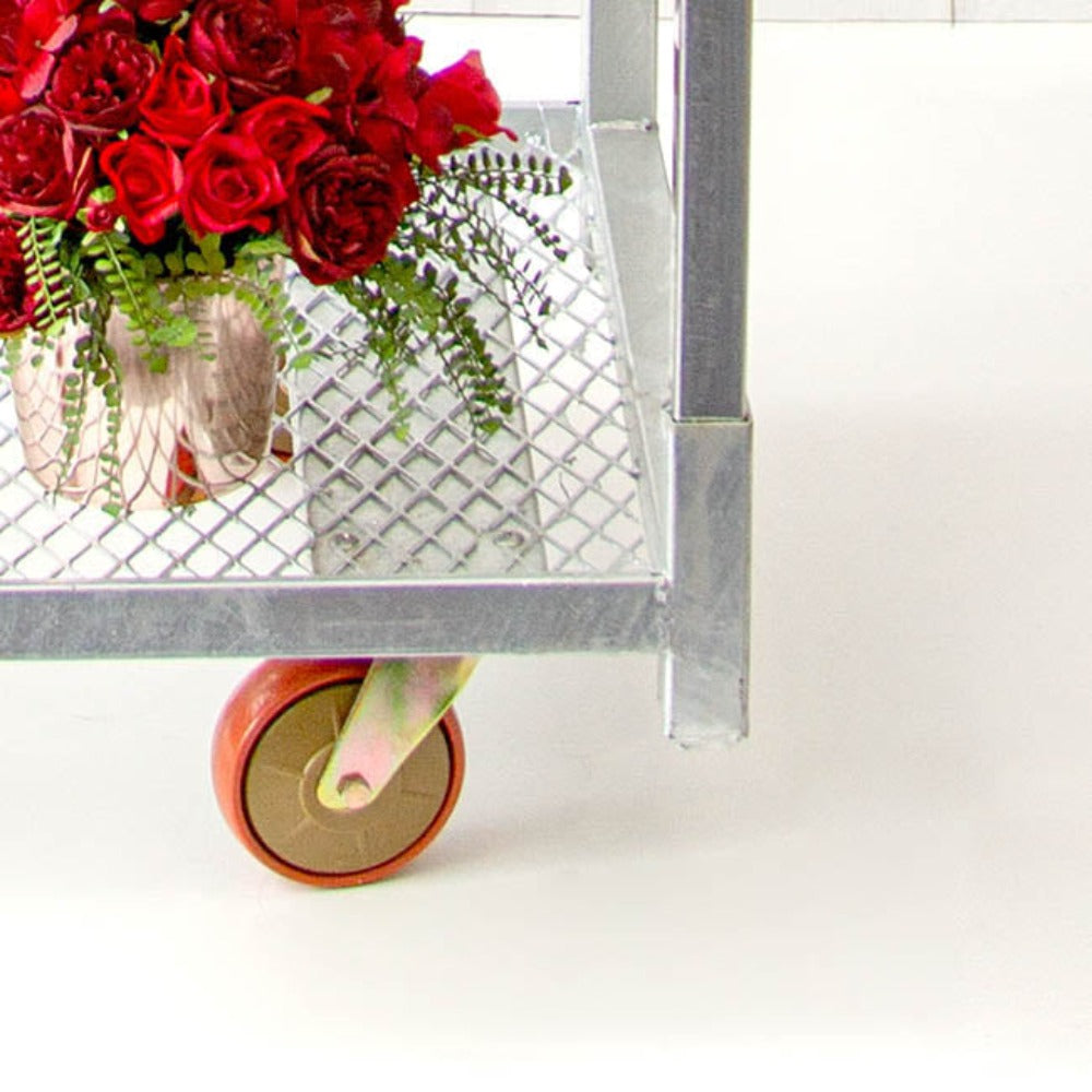 3 Mesh Half Shelf Flower & Plant Trolley - Silver - Notbrand