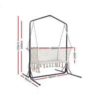 Gardeon Double Swing Hammock Chair with Stand Macrame Outdoor Bench Seat Chairs - Notbrand