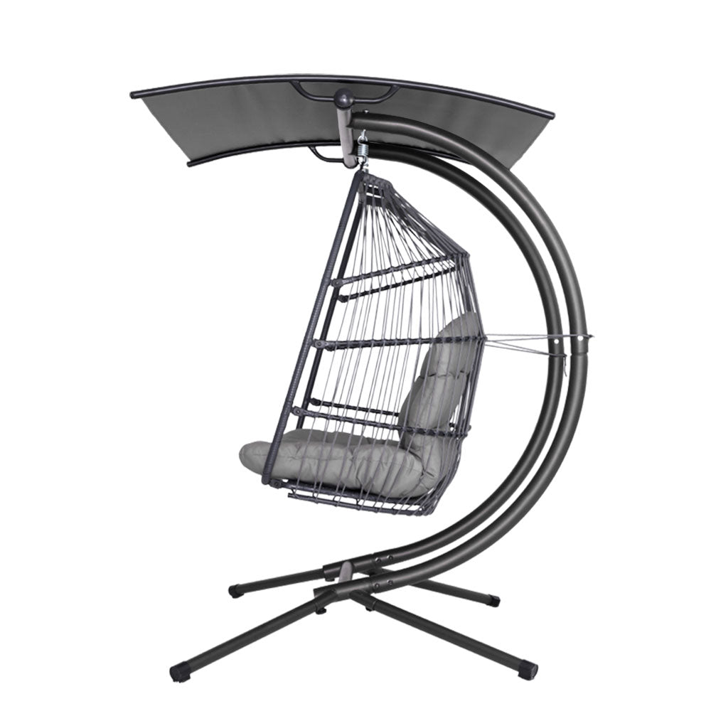 Vitalian Rattan Hanging Swing Chair - Wicker Grey - Notbrand