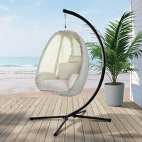 Ret Hammock Hanging Pod Swing Chair with Stand - Cream - Notbrand