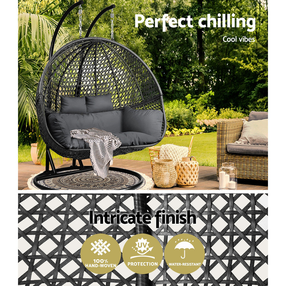 Melor Double Hanging Swing Chair - Black - Notbrand