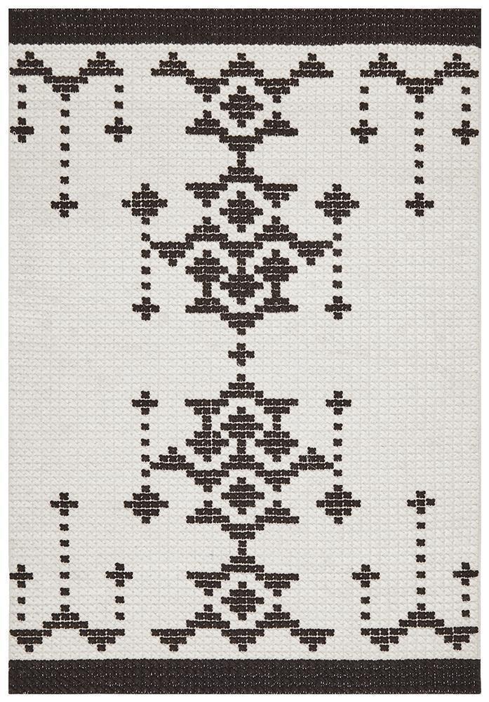 Rhea Cross Stitch Rug Black White - Notbrand