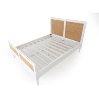 Percy Cane Bed in White – Double - Notbrand