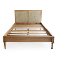 Percy Cane Low End Bed in Weathered Oak – King Single Size - Notbrand