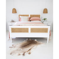 Percy Timber and Cane Bed in White – King Single - Notbrand