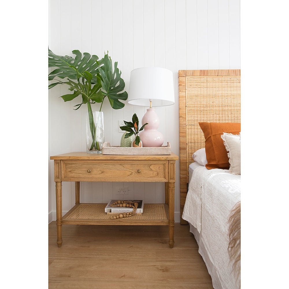 Percy Cane Wooden Nightstand – 91cm - Notbrand