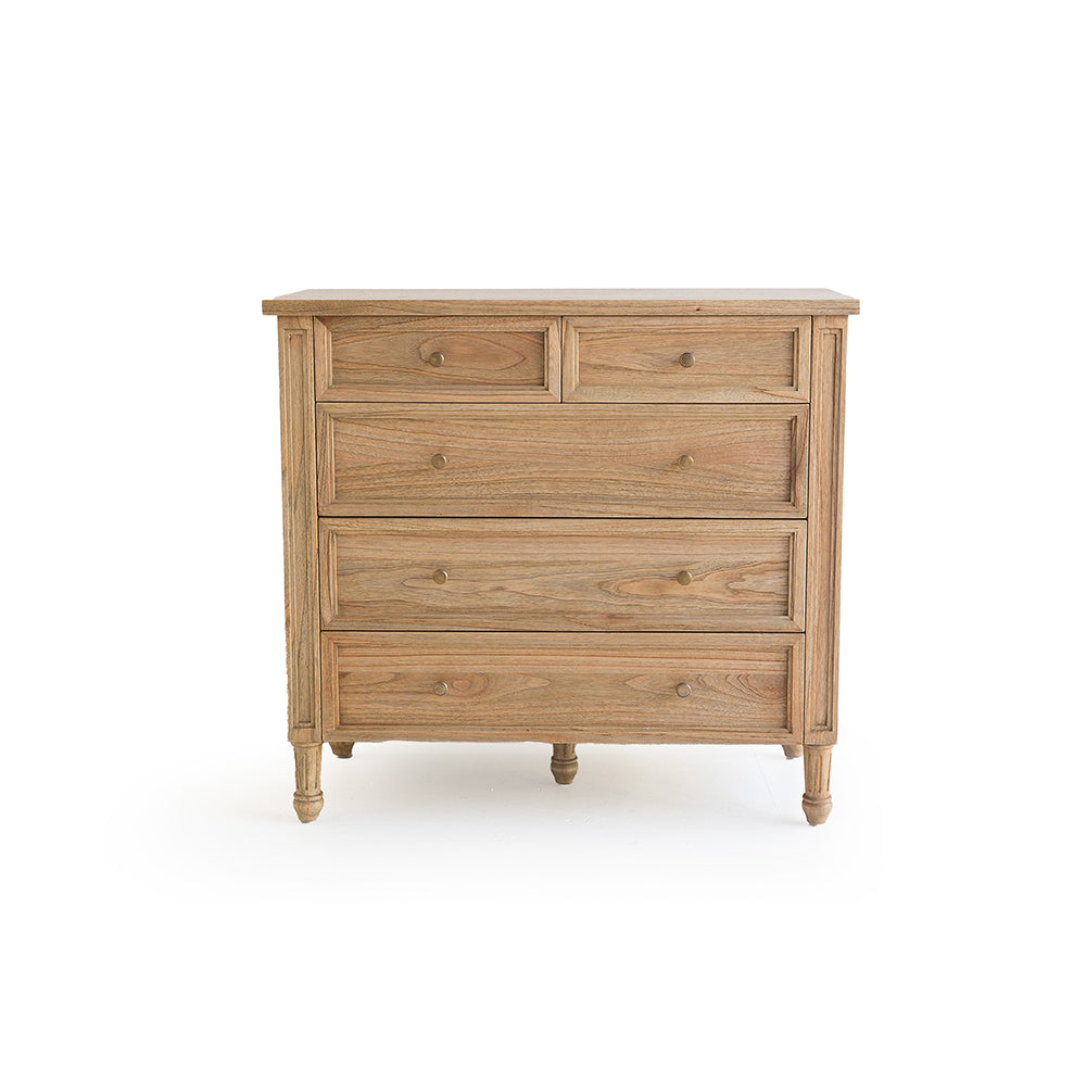 Percy Timber Dresser with 5 Drawer - Weathered Oak - Notbrand
