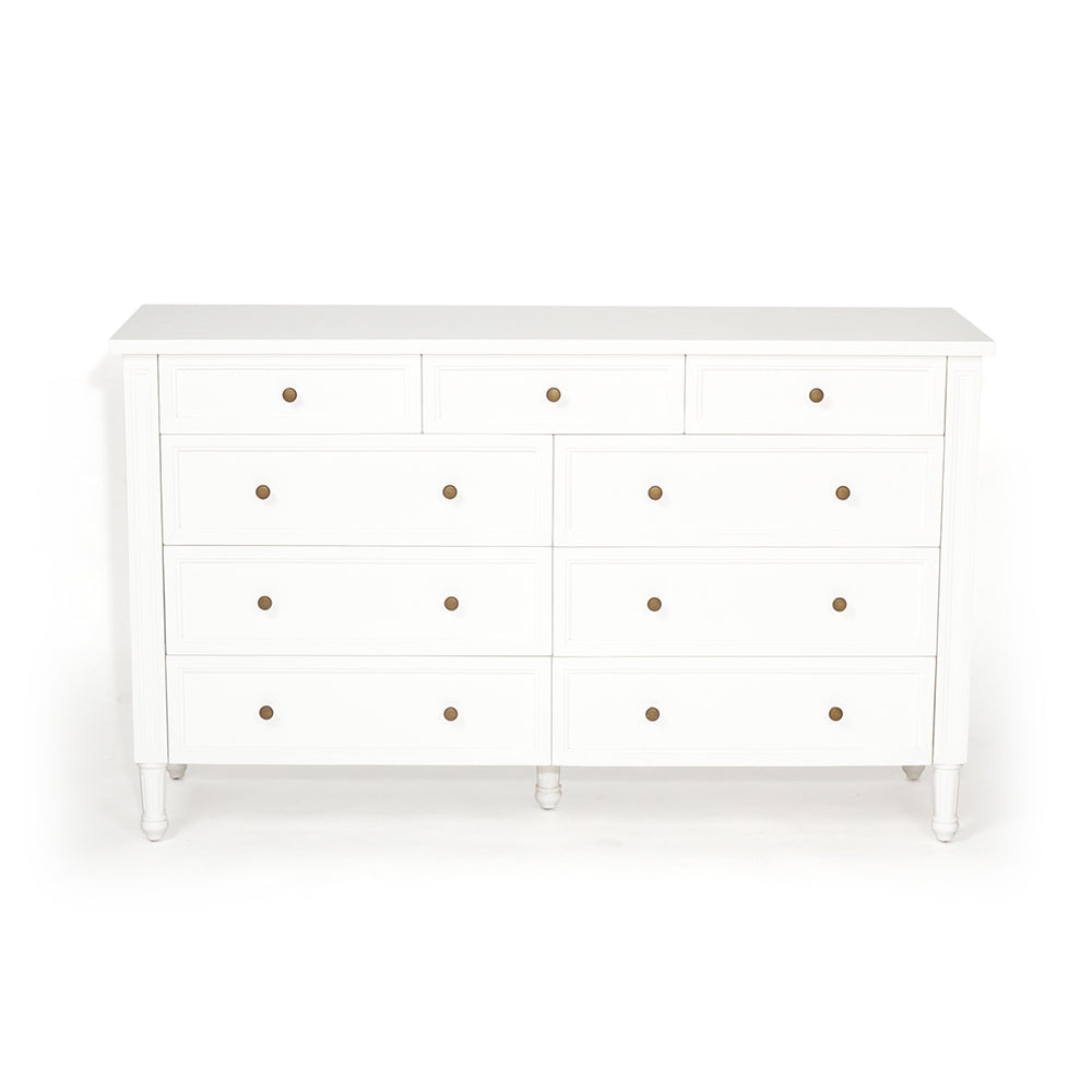 Percy Timber Dresser with 9 Drawer - White - Notbrand