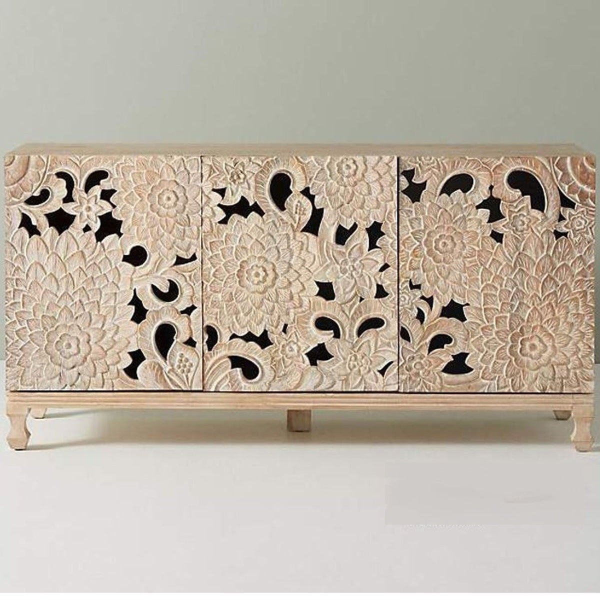 Jaya Hand Carved Lotus Sideboard - Notbrand