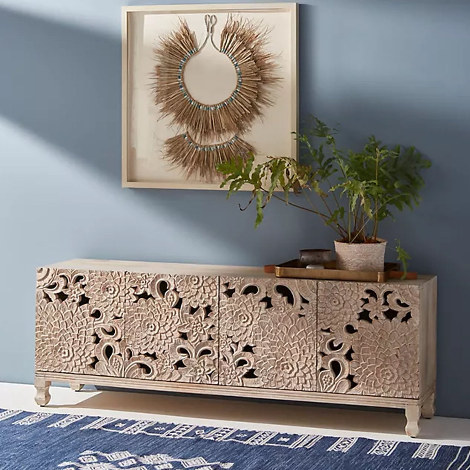 Handcarved Lotus Media Console - Notbrand