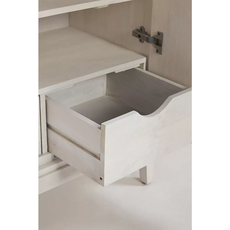 Ipsit Hand Carved Hardwood Cabinet - White - Notbrand