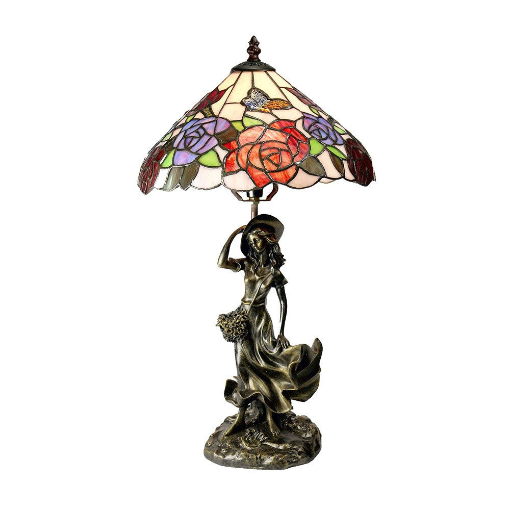 Hannah Tiffany Style Figurine Table Lamp - Glass - Notbrand