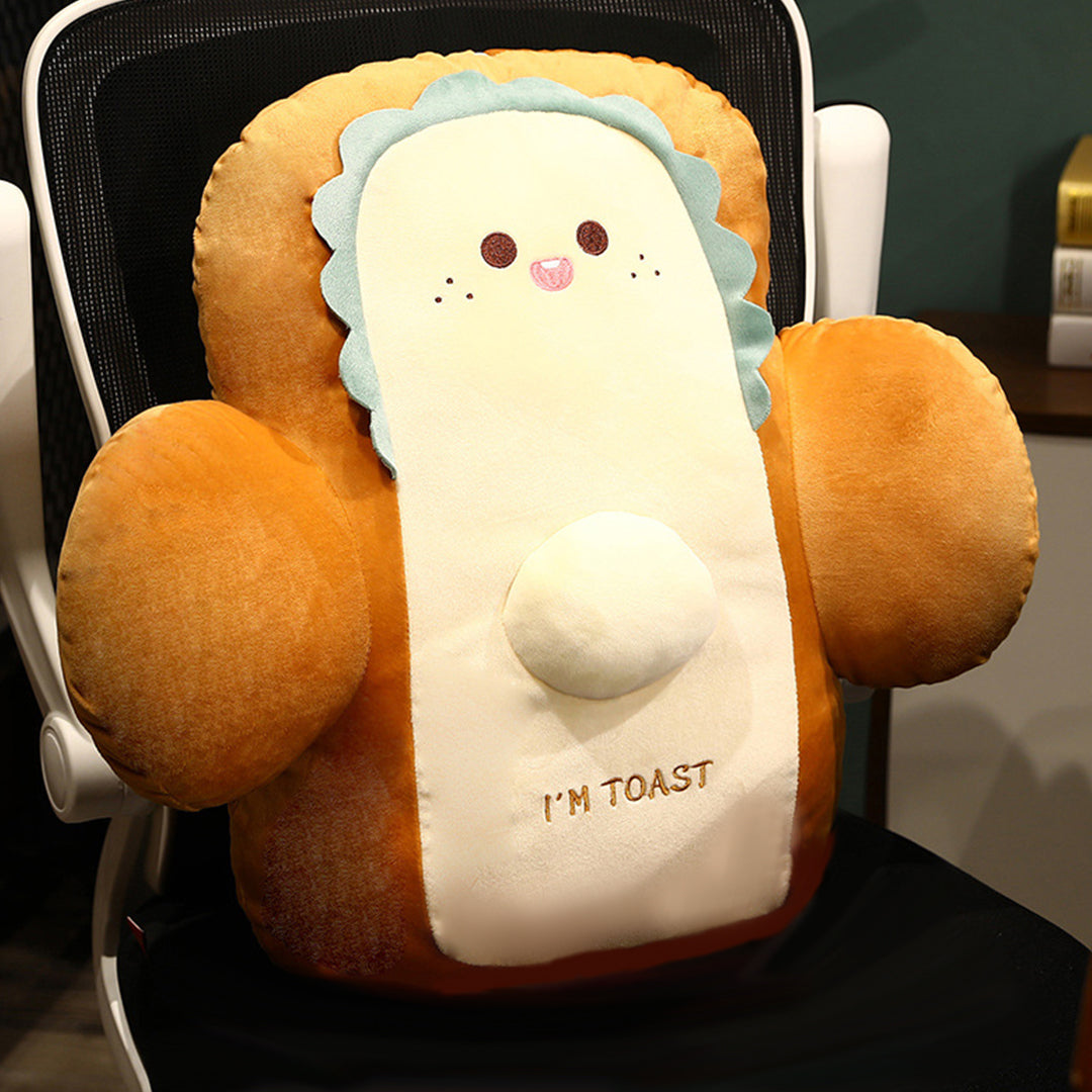 Happy Face Toast Bread Cushion - Beige & Khaki - Notbrand