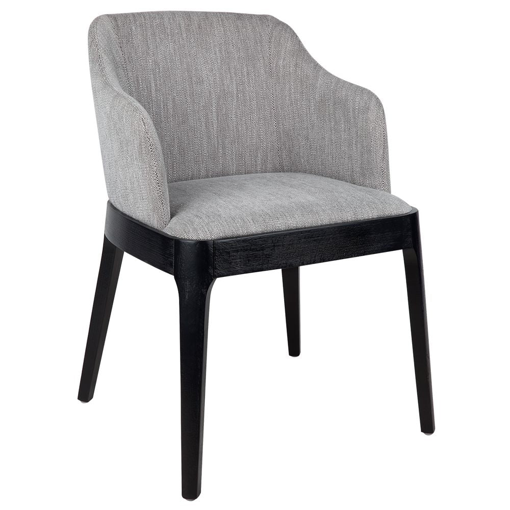 Hayes Fabric Dining Chair with Black Legs - Grey - Notbrand