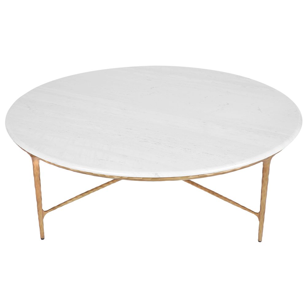 Hesston Solid Marble Coffee Table - Brass - Notbrand
