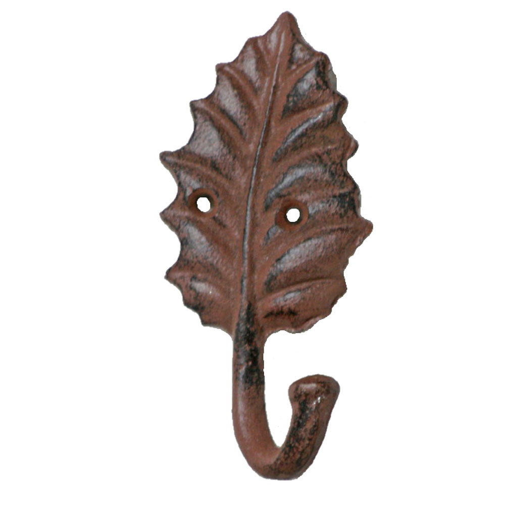 Holly Leaf Cast Iron Single Wall Hook - Antique Rust - Notbrand