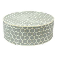Ava Honeycomb Design Bone Inlay Round Coffee Table Grey - Notbrand