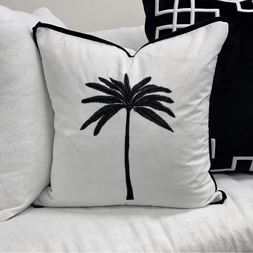 Ibiza Cotton and Velvet Cushion - Black - Notbrand
