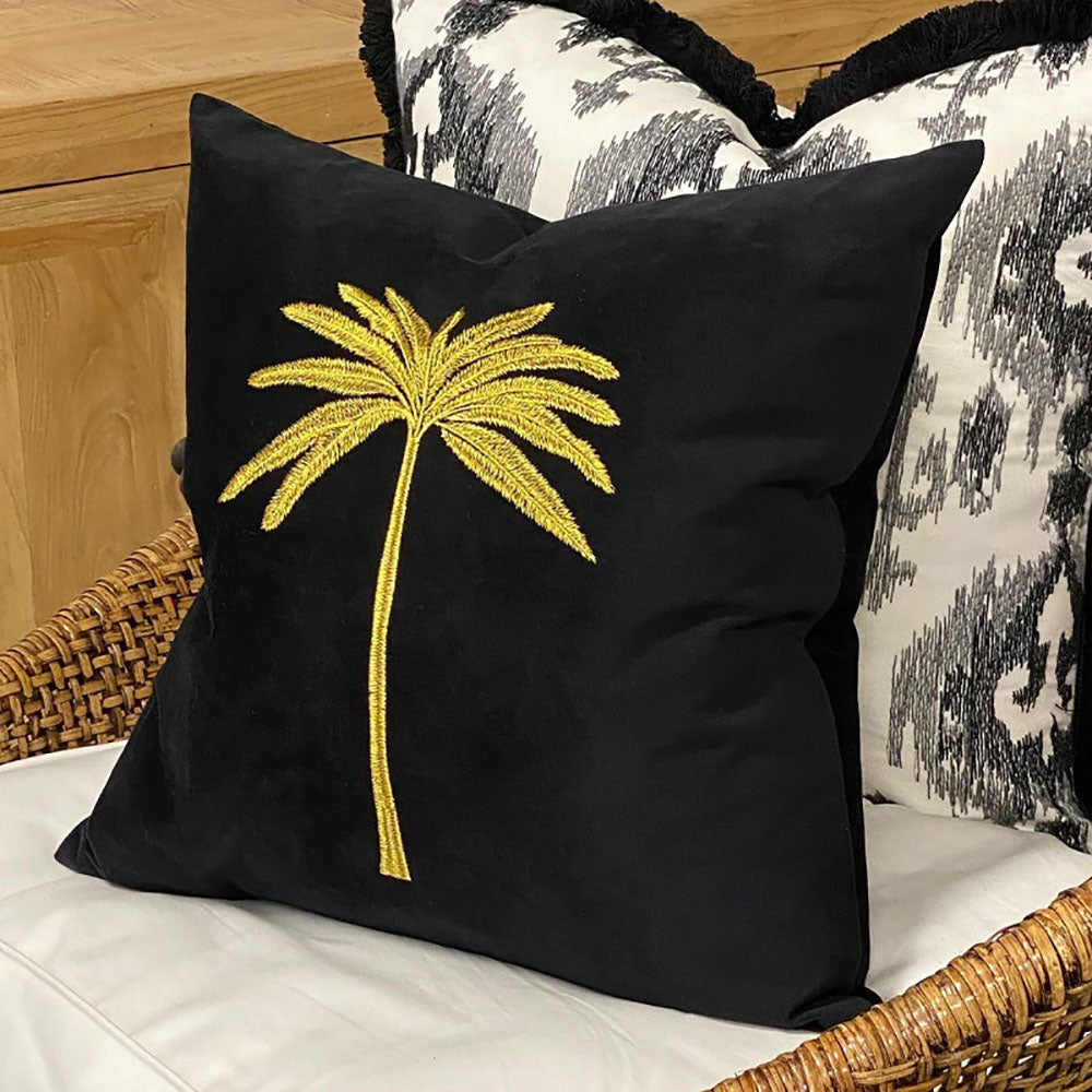 Ibiza Velvet Leaf Cushion - Gold - Notbrand