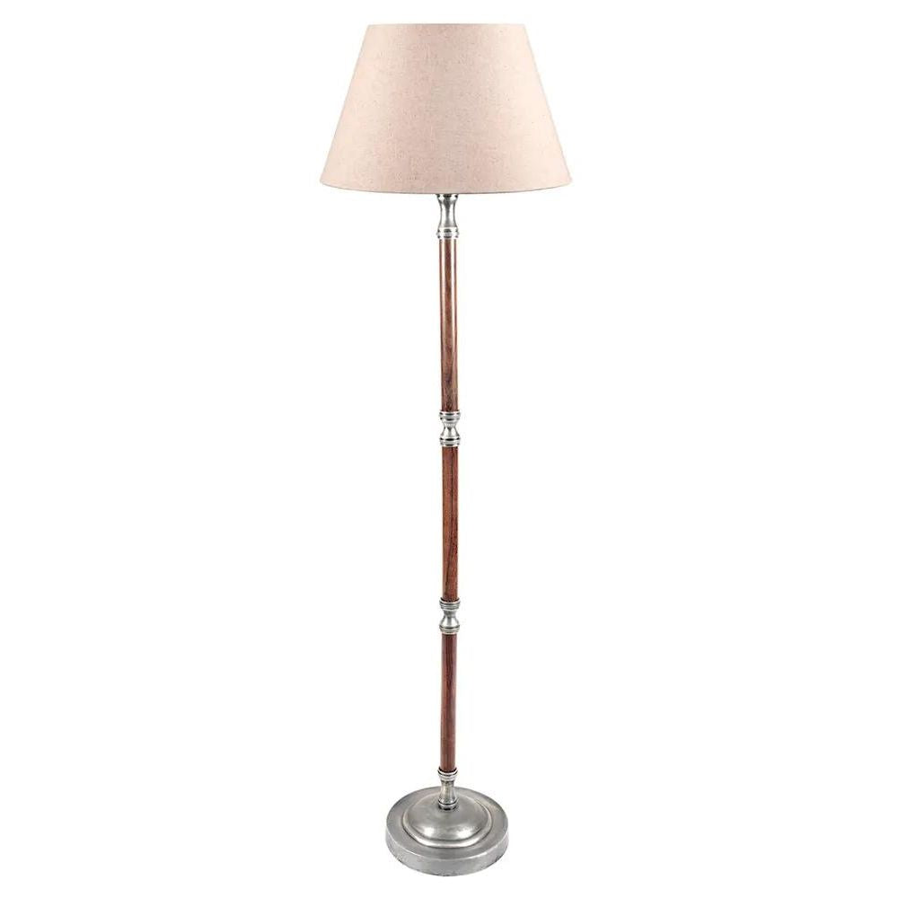 Brunswick Floor Lamp Base Silver With Timber - Notbrand