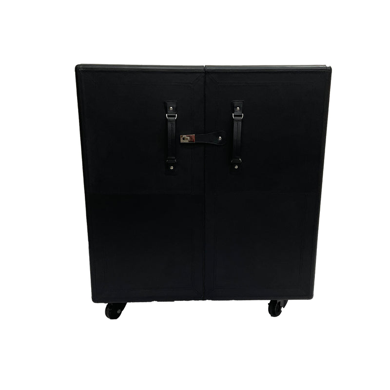 Benedict Bar Cabinet Cart Black Leather - Notbrand