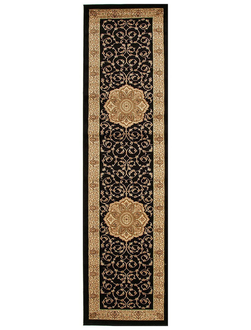 Istanbul Collection Medallion Classic Pattern Black Rug - Notbrand