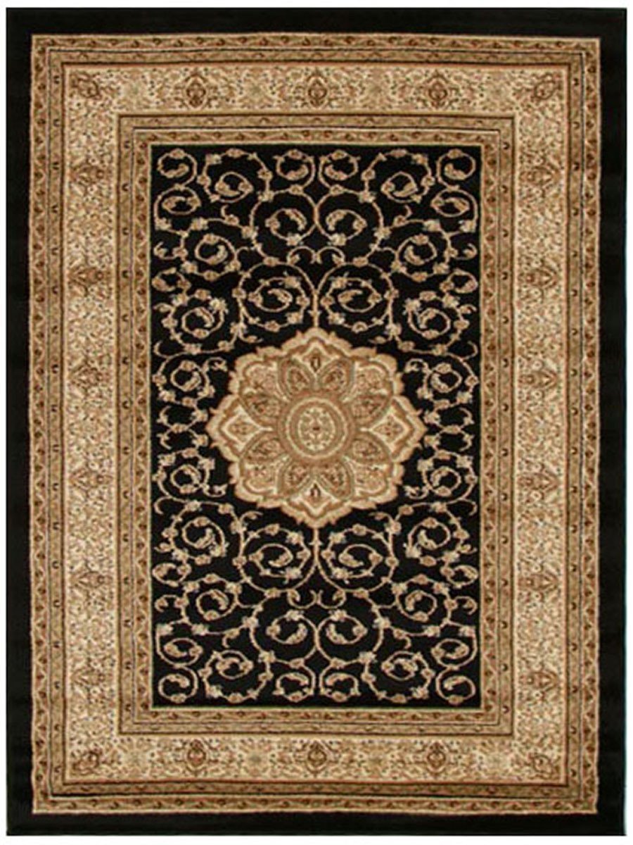 Istanbul Collection Medallion Classic Pattern Black Rug - Notbrand