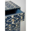 Ikkat Design Handmade Bone Inlay Chest of 3 Drawers Table in Blue - Notbrand