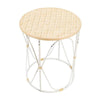 Set of 2 Bamboo Weave/Iron Side Tables Distressed White - Notbrand