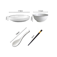 Japanese Style Ceramic Dinnerware Set in White - Set of 8 - Notbrand