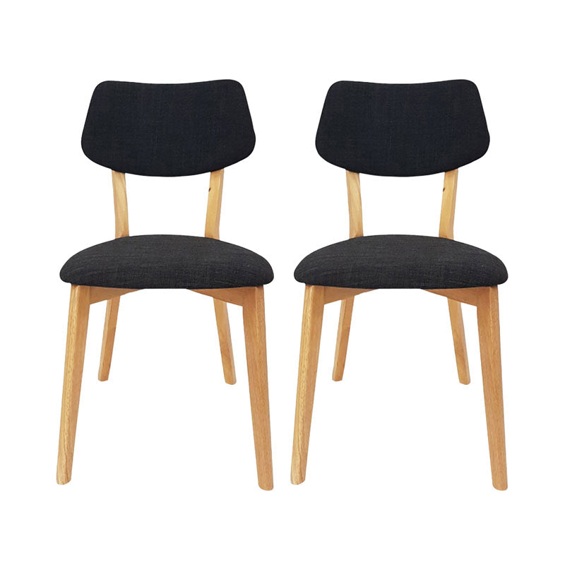 Set of 2 Jellybean Solid Timber Chairs - Charcoal - Notbrand