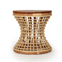 Jezebel Rattan Side Table with Timber Top - Notbrand