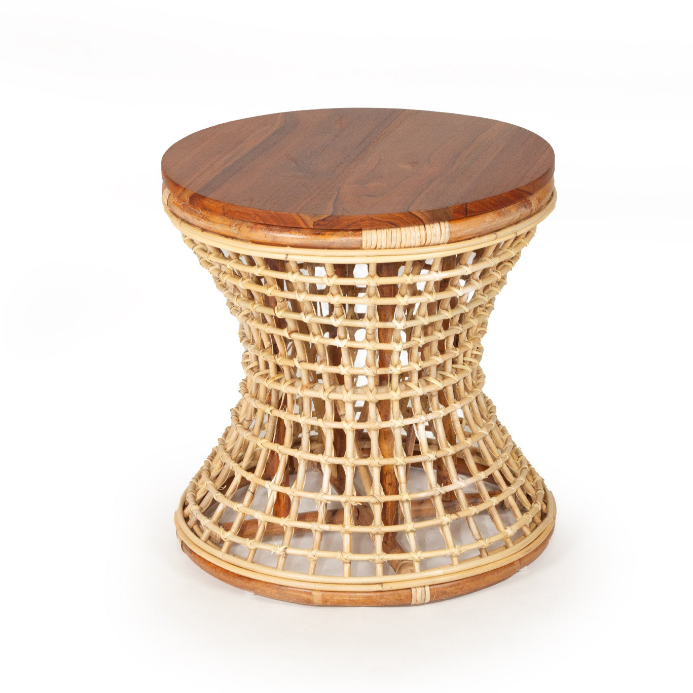 Jezebel Rattan Side Table with Timber Top - Notbrand