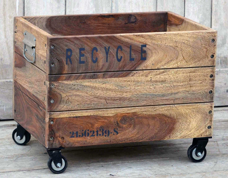 Industrial Recycle Basket On Cast Iron Wheels - Notbrand