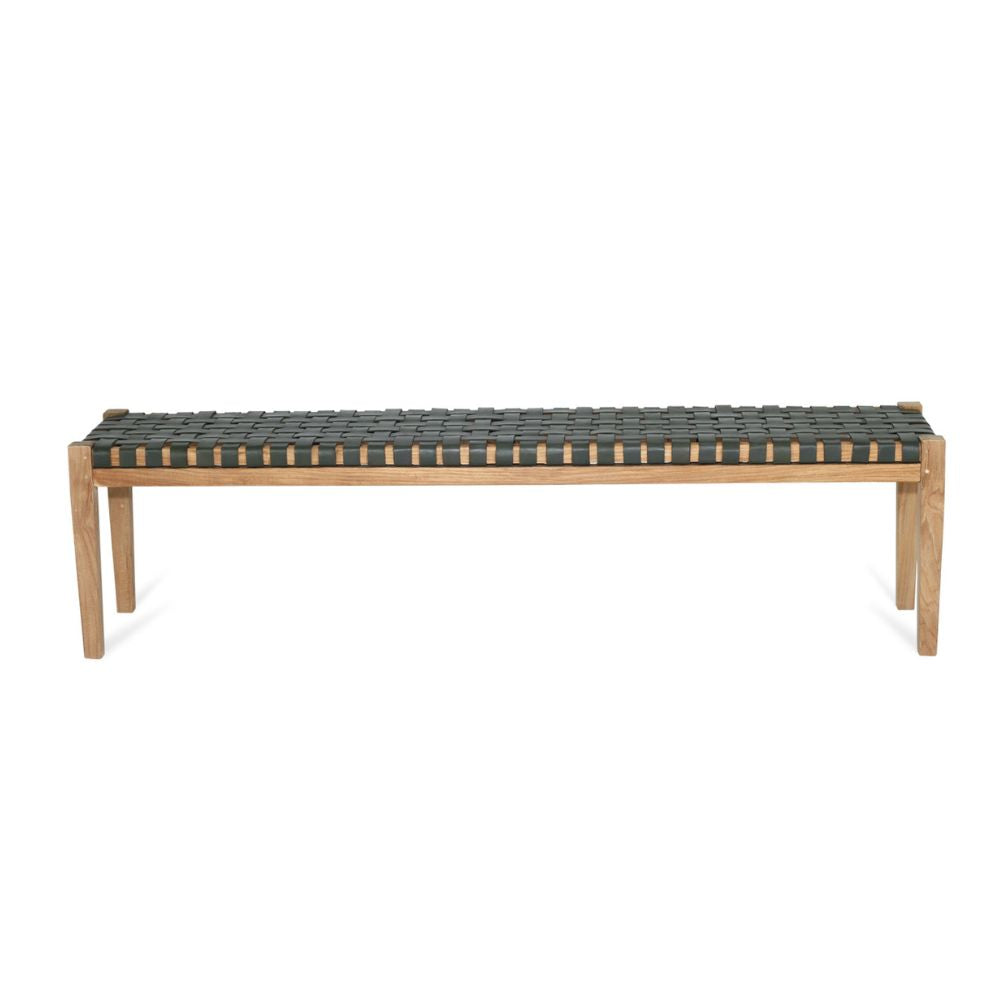 Jubilee Woven Leather Strap Bench / Bed End - Olive - NotBrand