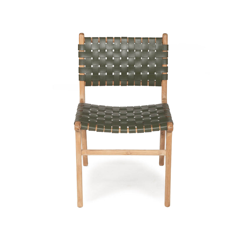 Jubilee Leather Woven Dining Chair – Olive - Notbrand