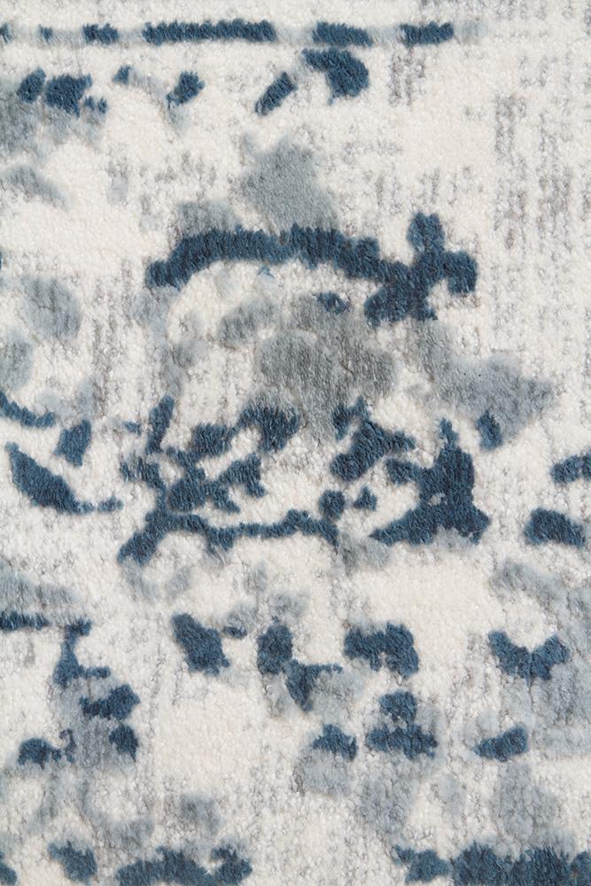 Kendra Farah Distressed Contemporary Rug White Blue Grey - Notbrand