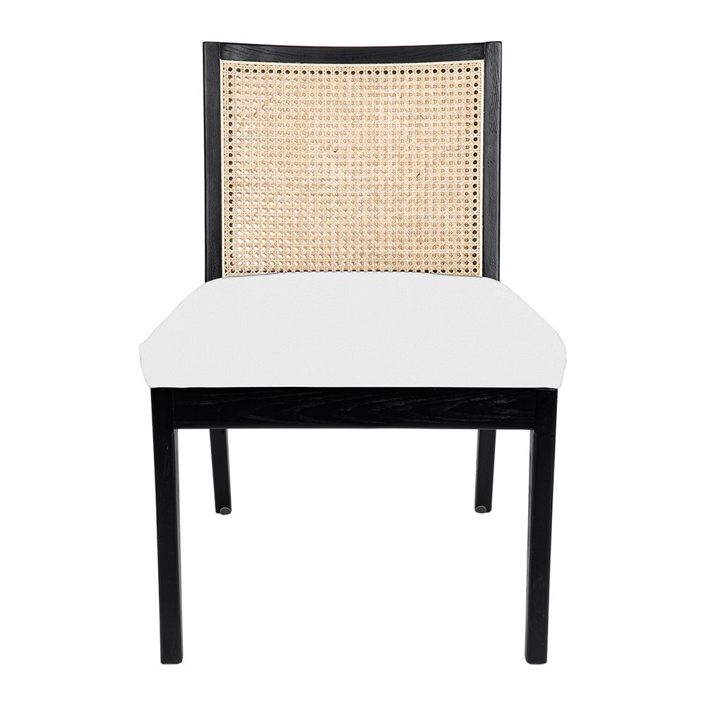 Kane Rattan Fabric Dining Chair - White Linen - Notbrand