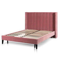 Hypericum King Bed Frame - Blush Peach Velvet - Notbrand