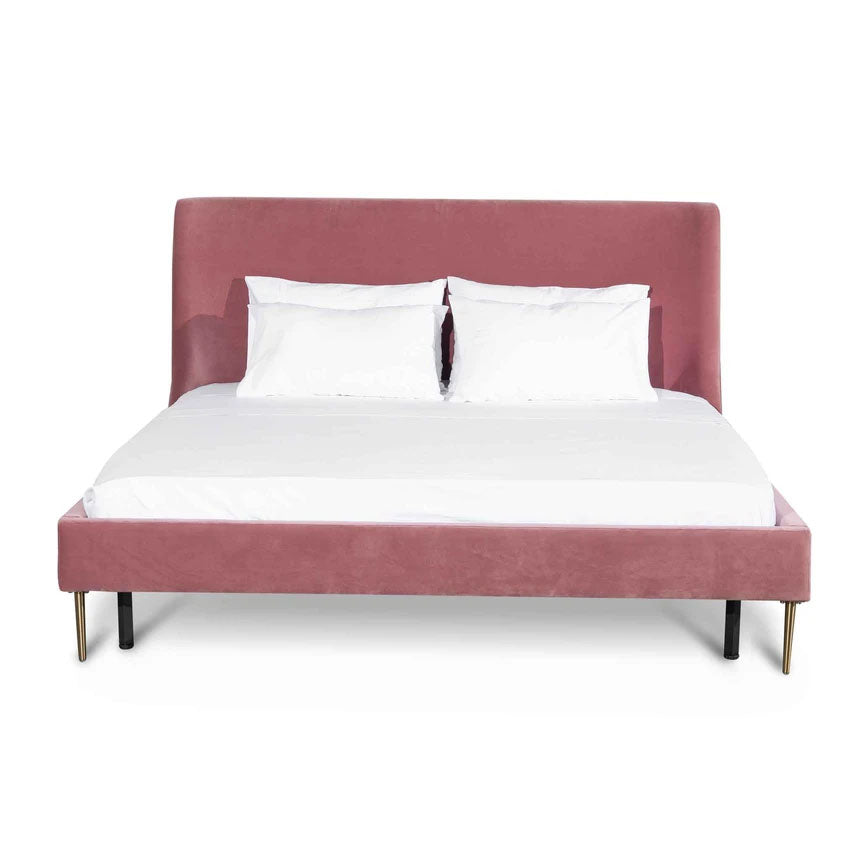 Uva Blush Peach Velvet Bed Frame - King - Notbrand