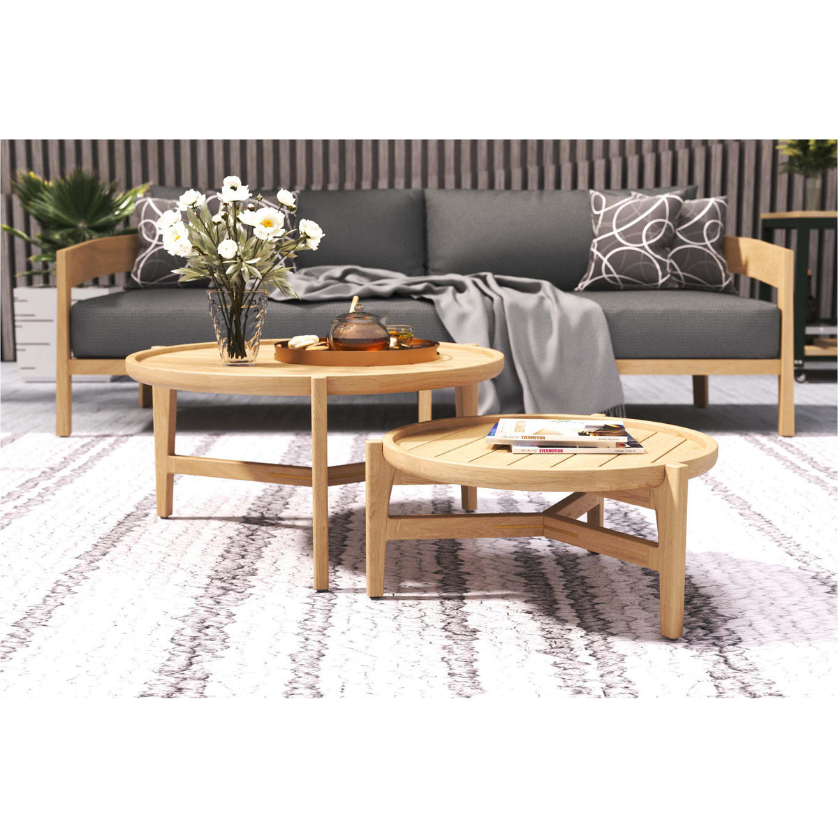 Sarod Low Round Outdoor Coffee Table – 60cm - Notbrand