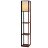 Blisk Wooden Floor Lamp with Shelf Storage - Brown - Notbrand