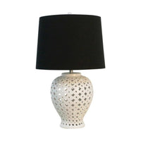 Lattice Tall White Table Lamp w/Black Shade - Notbrand