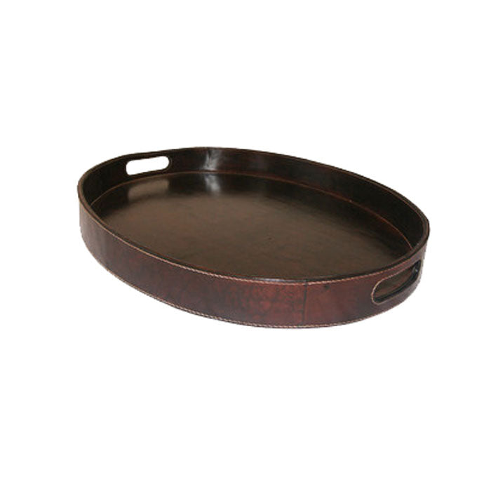 Morthil Dark Leather Oval Tray - Notbrand
