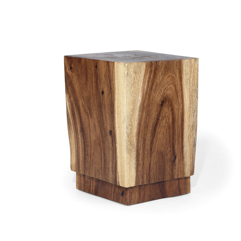 Leena Solid Teak Cube Side Table - Notbrand